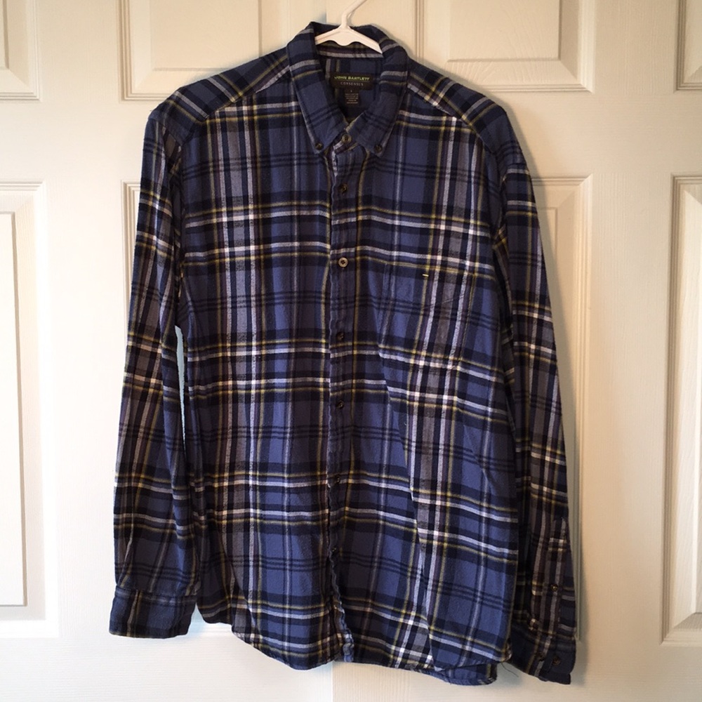 John Bartlett blue stripped flannel button up